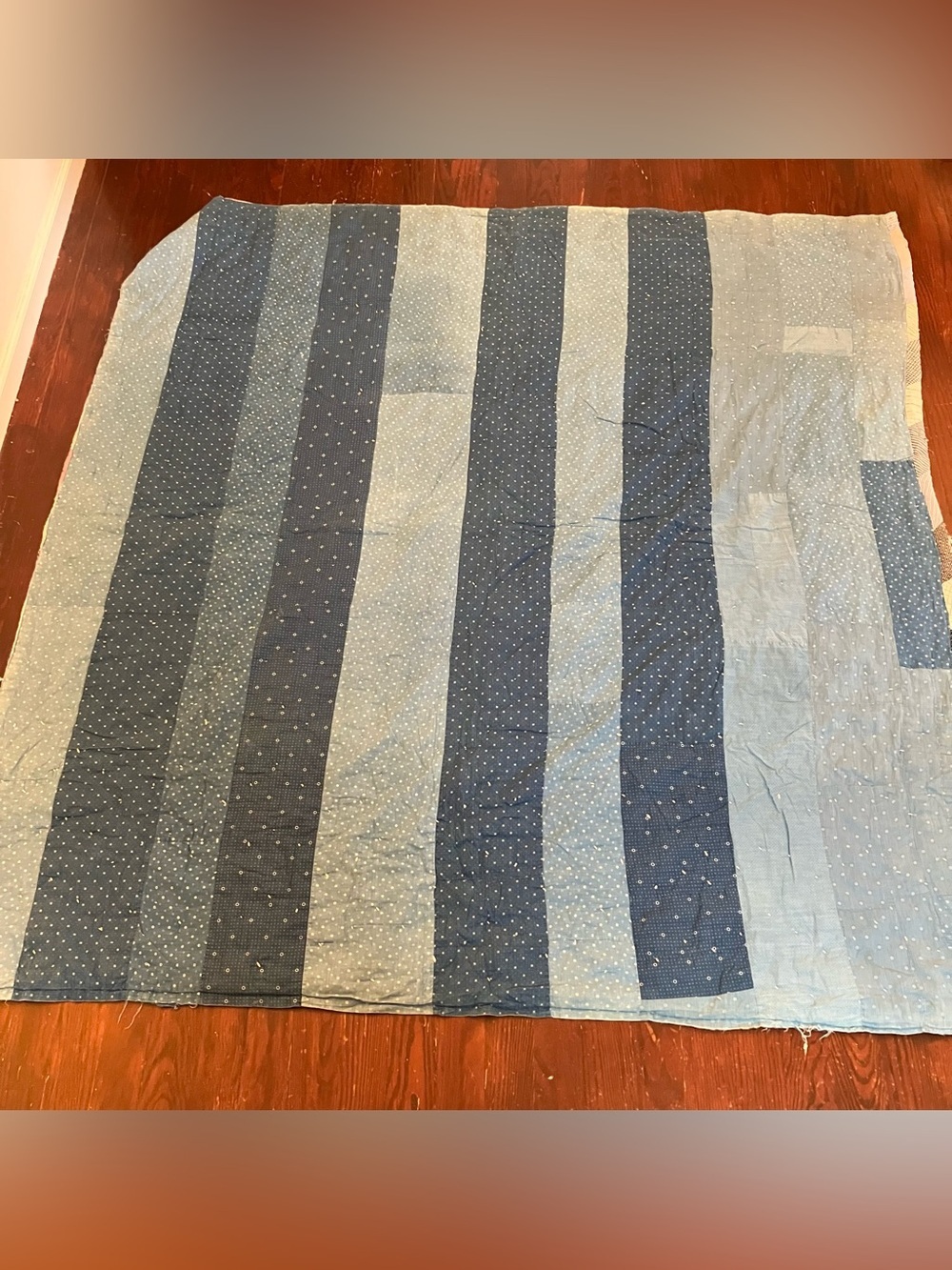 VTG Handmade Hand Quilted Diamond Scrap 70x 75 Twin Throw Quilt Farmhouse - Picture 16 of 16